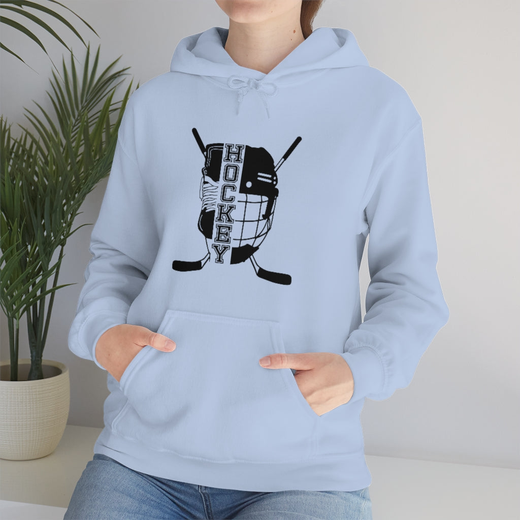 Hockey Player Gifts: Ice Skates Stick & Helmet, Retro Vintage Unisex Heavy Blend Hooded Sweatshirt