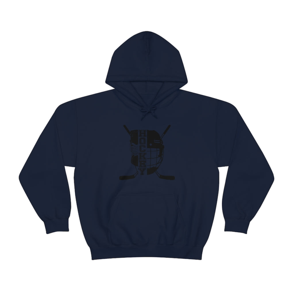 Hockey Player Gifts: Ice Skates Stick & Helmet, Retro Vintage Unisex Heavy Blend Hooded Sweatshirt