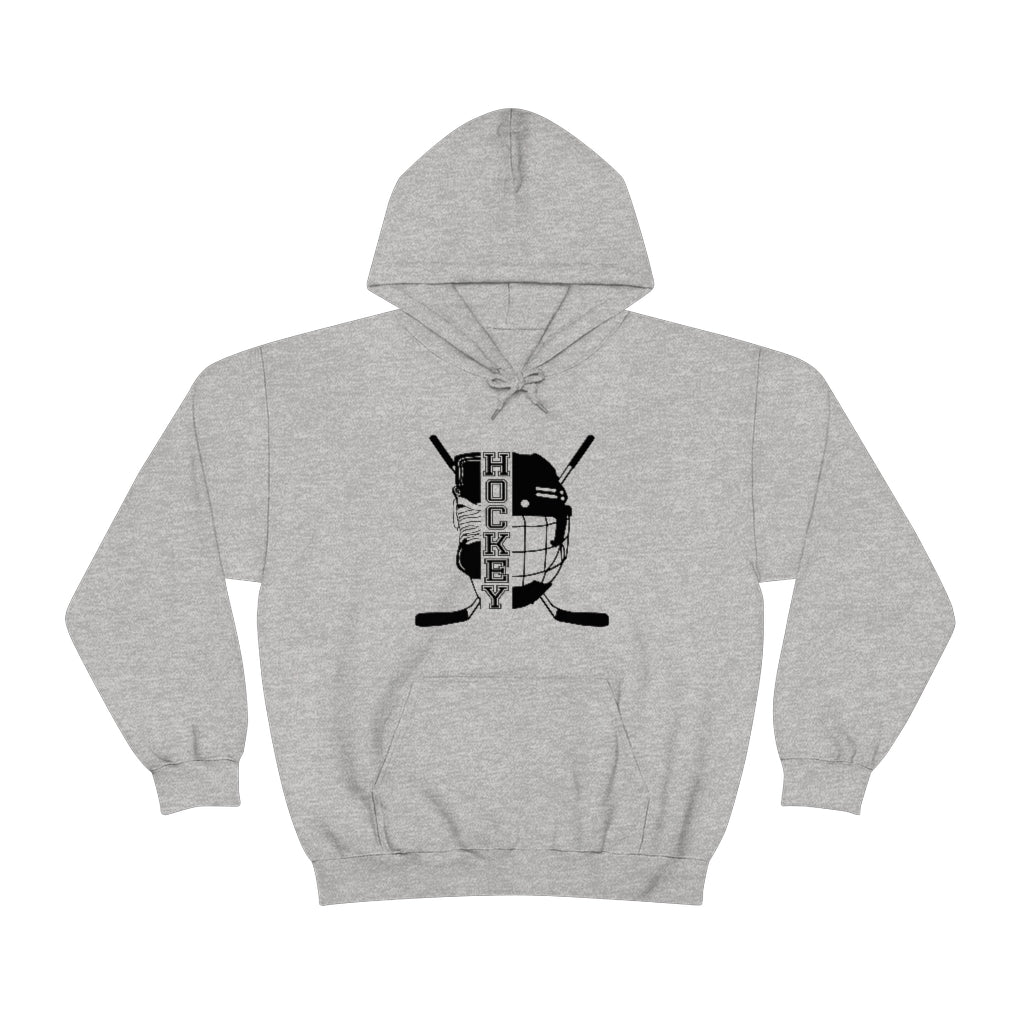 Hockey Player Gifts: Ice Skates Stick & Helmet, Retro Vintage Unisex Heavy Blend Hooded Sweatshirt