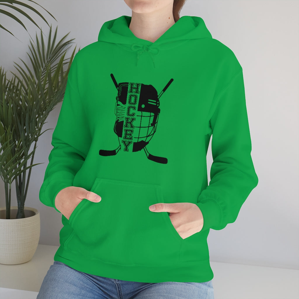 Hockey Player Gifts: Ice Skates Stick & Helmet, Retro Vintage Unisex Heavy Blend Hooded Sweatshirt