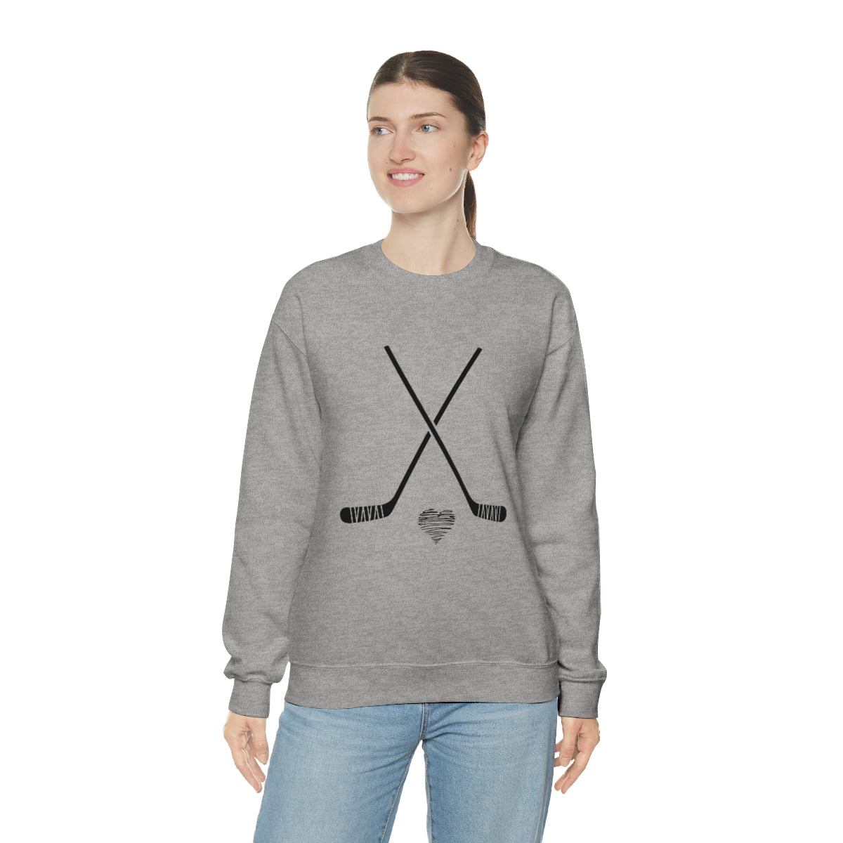 Hockey SweatShirt Heart Sticks | Hockey Mom Shirt | Hockey Sweatshirt | SweatShirt Women | Hockey Gifts | Sweaters for Women | Hockey Art