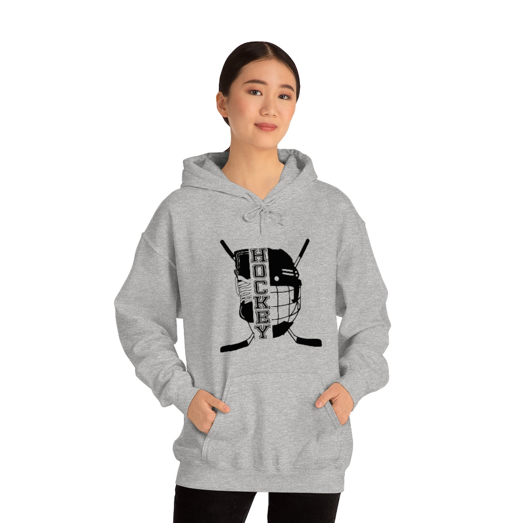 Hockey Player Gifts: Ice Skates Stick & Helmet, Retro Vintage Unisex Heavy Blend Hooded Sweatshirt