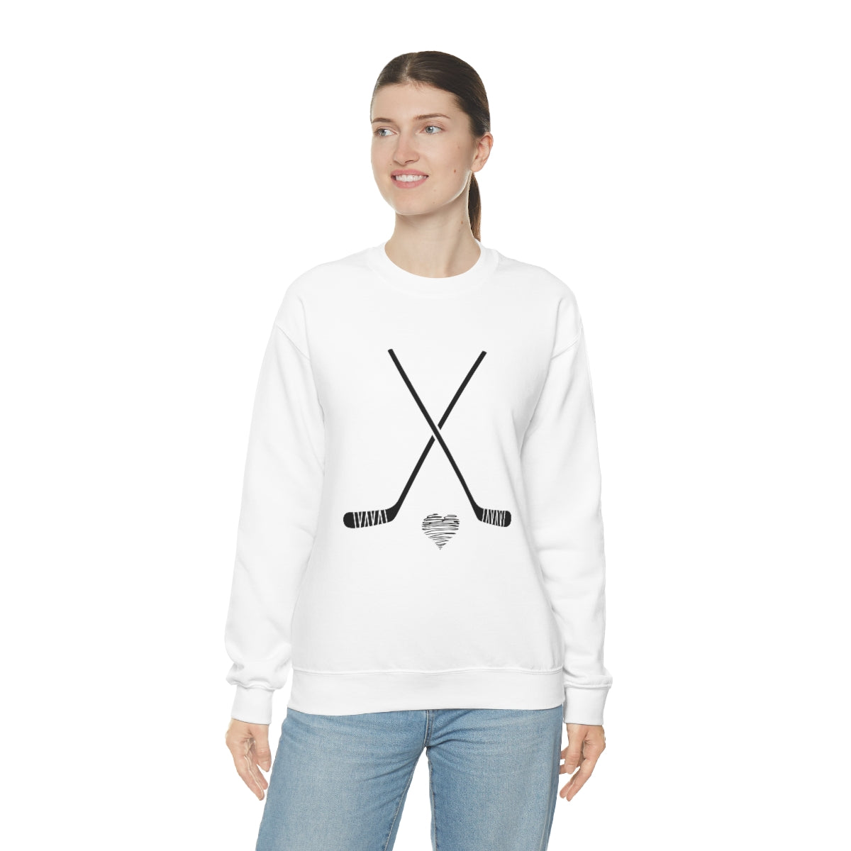 Hockey SweatShirt Heart Sticks | Hockey Mom Shirt | Hockey Sweatshirt | SweatShirt Women | Hockey Gifts | Sweaters for Women | Hockey Art