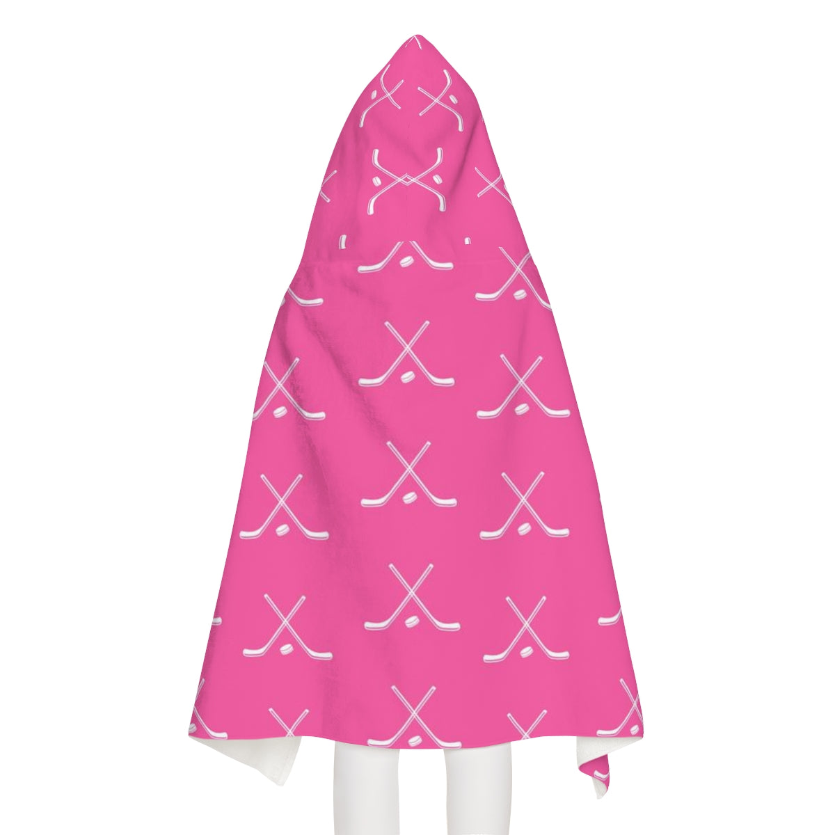 Hockey Player Youth Hooded Towel, Gifts for Hockey Players, Bathroom Towel, Hockey Sticks Pink and White