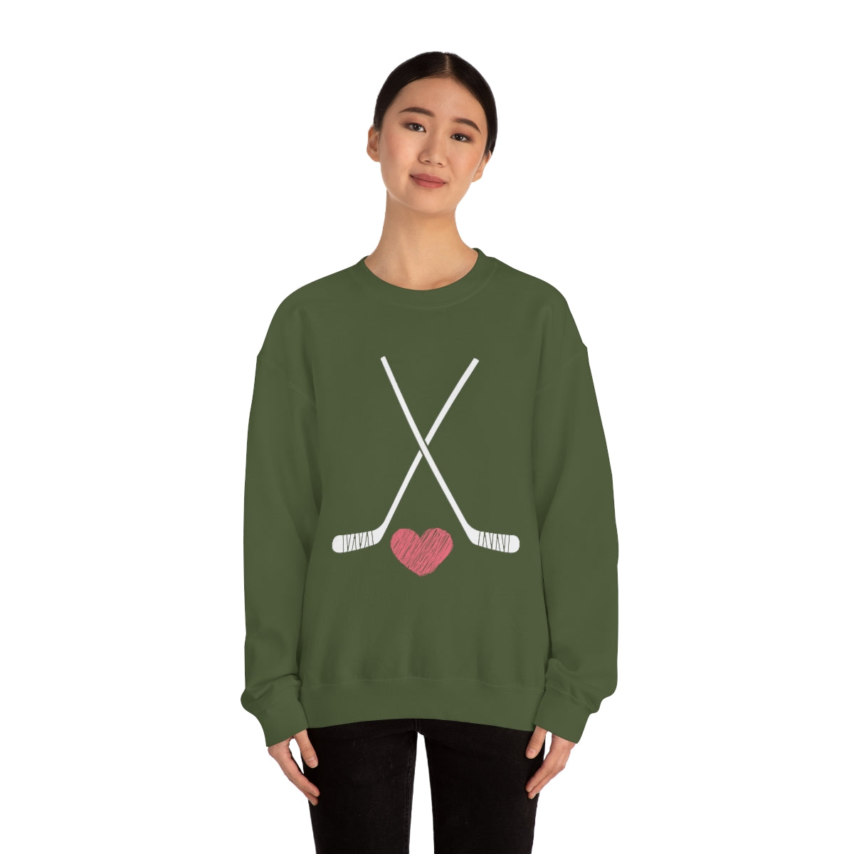 Hockey Stick Sweatshirt Heart Hockey Puck | Hockey Mom Shirt | Hockey Sweatshirt | Hockey Gifts | Sweaters for Women | Hockey Art