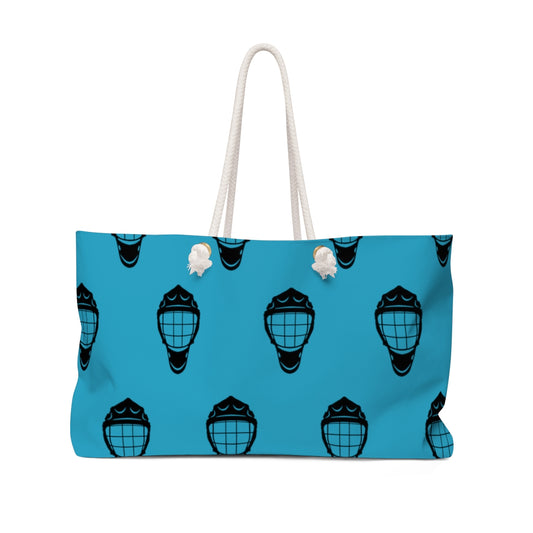 Hockey Weekender Bag: Goalie Mask Purse, Hockey Mom Gifts, Gifts for Hockey Mom, Team Mom Gifts, Hockey Bag, Teal, Goalie Mom