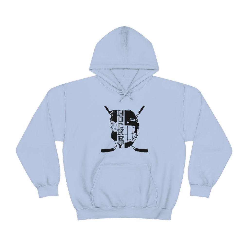 Hockey Player Gifts: Ice Skates Stick & Helmet, Retro Vintage Unisex Heavy Blend Hooded Sweatshirt