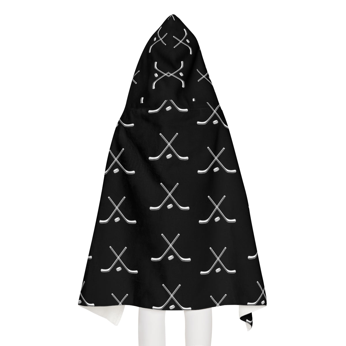 Hockey Player Youth Hooded Towel, Gifts for Hockey Players, Bathroom Towel, Hockey Sticks Black and White