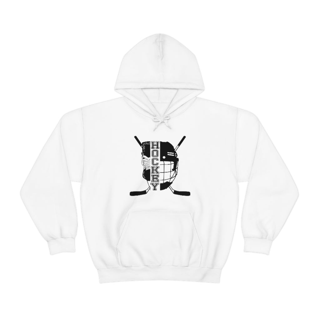 Hockey Player Gifts: Ice Skates Stick & Helmet, Retro Vintage Unisex Heavy Blend Hooded Sweatshirt