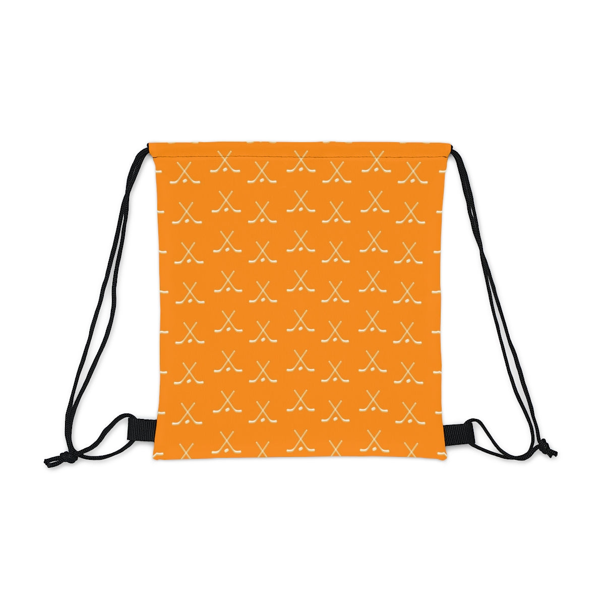 Hockey Player Gift for Game Day, Outdoor Drawstring Bag Orange and White Hockey Sticks, Team Gift, Bulk Gift