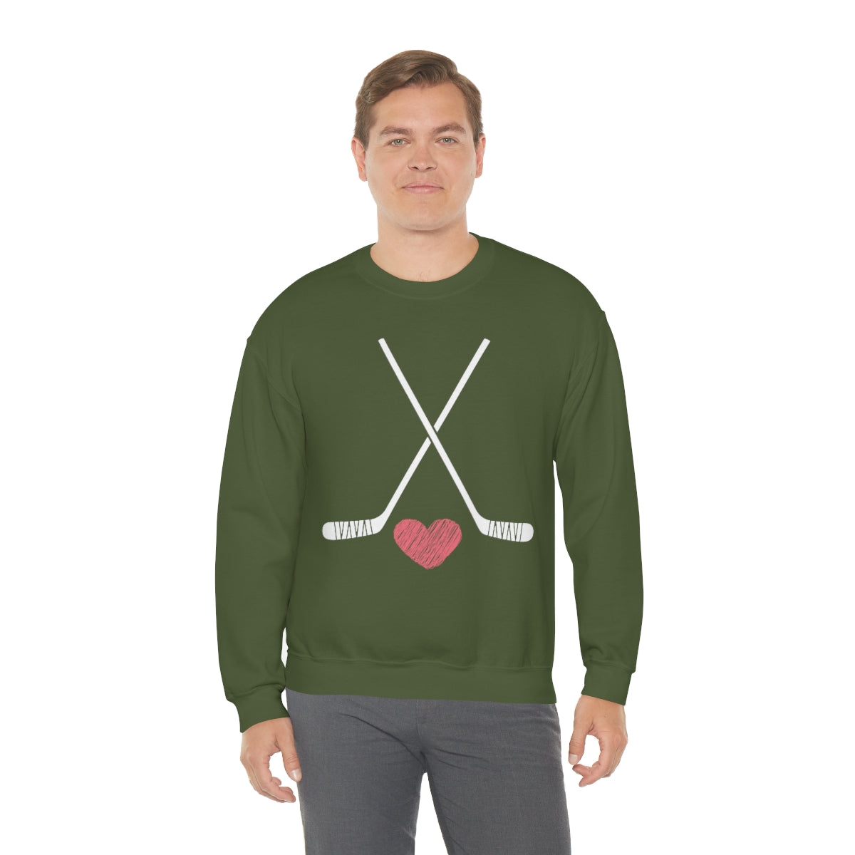 Hockey Stick Sweatshirt Heart Hockey Puck | Hockey Mom Shirt | Hockey Sweatshirt | Hockey Gifts | Sweaters for Women | Hockey Art