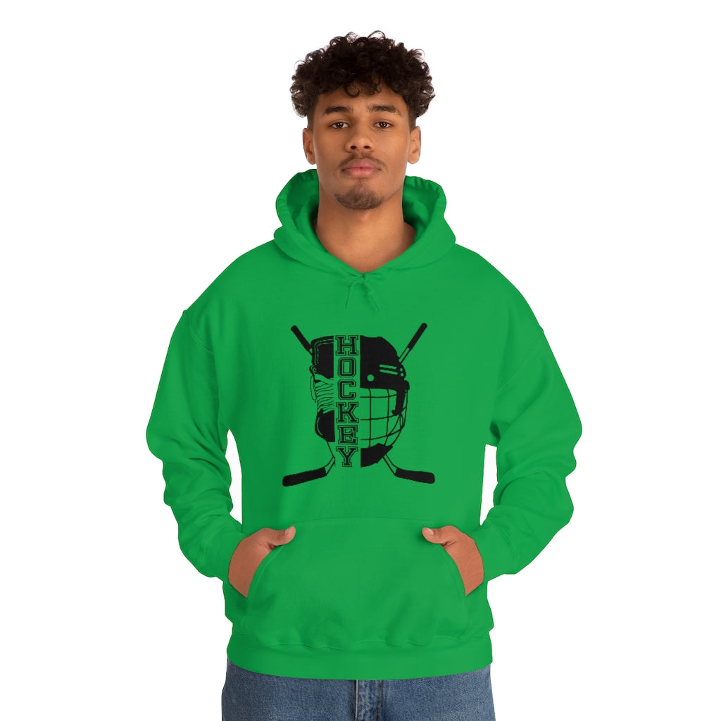 Hockey Player Gifts: Ice Skates Stick & Helmet, Retro Vintage Unisex Heavy Blend Hooded Sweatshirt