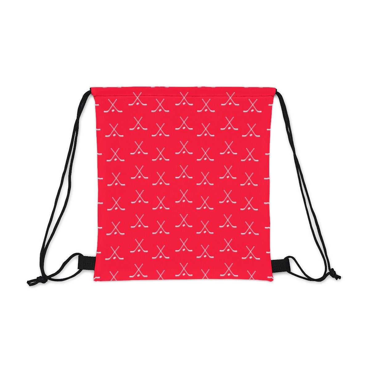 Hockey Player Gift for Game Day, Outdoor Drawstring Bag Red and White Hockey Sticks, Team Gift, Bulk Gift