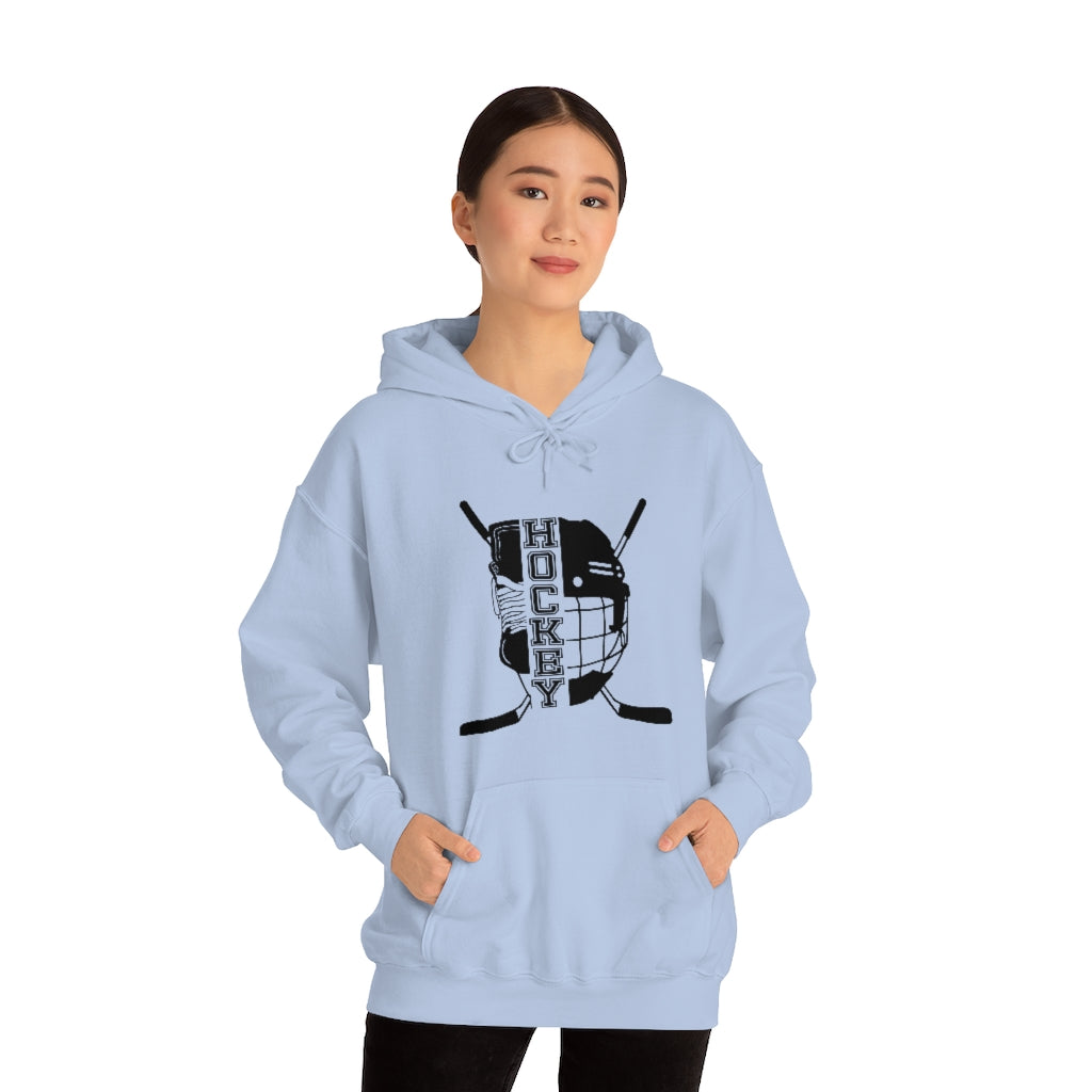 Hockey Player Gifts: Ice Skates Stick & Helmet, Retro Vintage Unisex Heavy Blend Hooded Sweatshirt