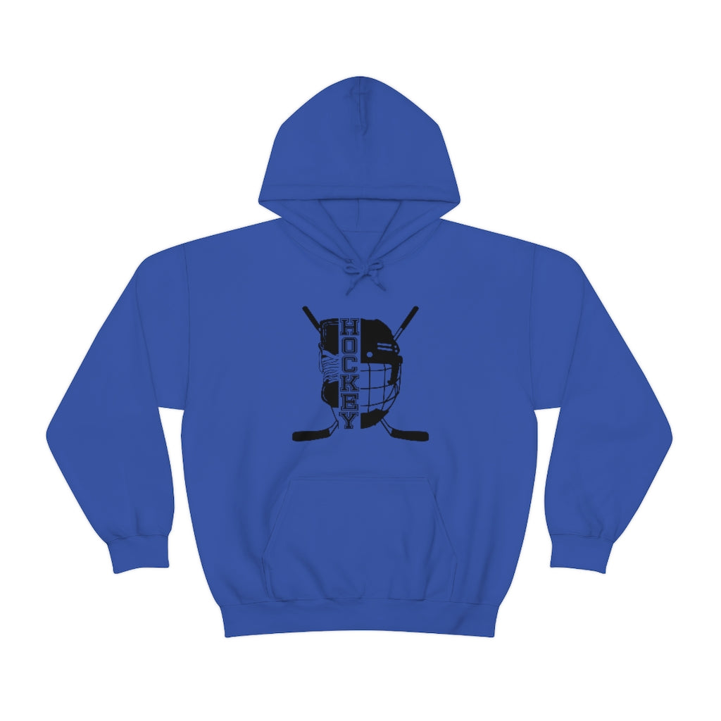 Hockey Player Gifts: Ice Skates Stick & Helmet, Retro Vintage Unisex Heavy Blend Hooded Sweatshirt