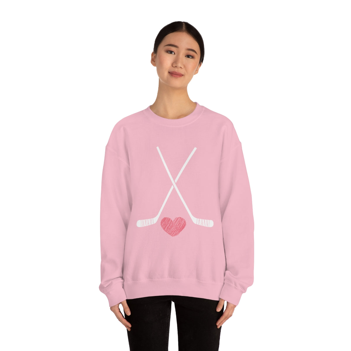 Hockey Stick Sweatshirt Heart Hockey Puck | Hockey Mom Shirt | Hockey Sweatshirt | Hockey Gifts | Sweaters for Women | Hockey Art