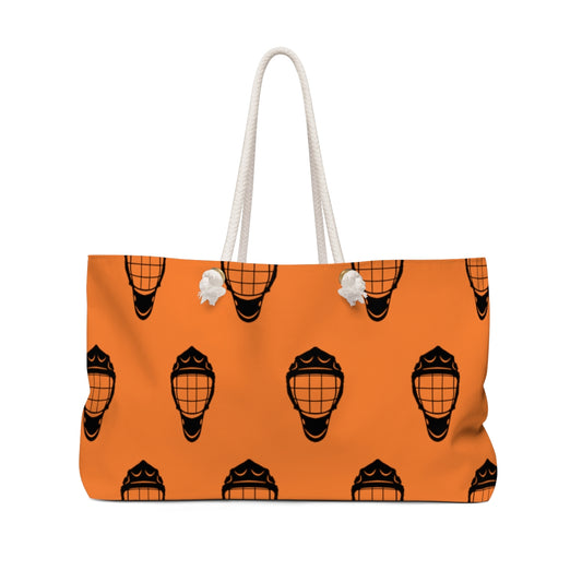 Hockey Weekender Bag: Goalie Mask Purse, Hockey Mom Gifts, Gifts for Hockey Mom, Team Mom Gifts, Hockey Bag, Orange, Flyers, Goalie Mom