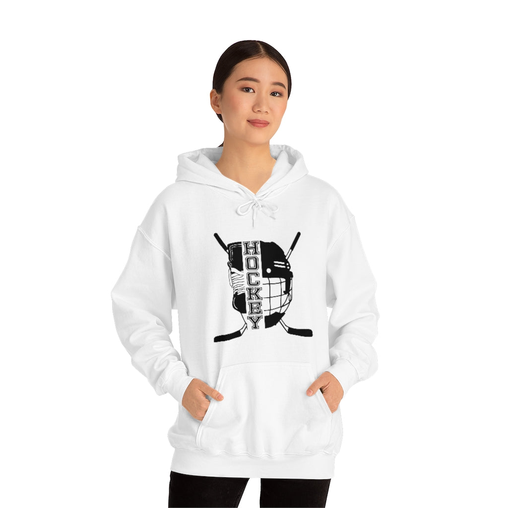 Hockey Player Gifts: Ice Skates Stick & Helmet, Retro Vintage Unisex Heavy Blend Hooded Sweatshirt