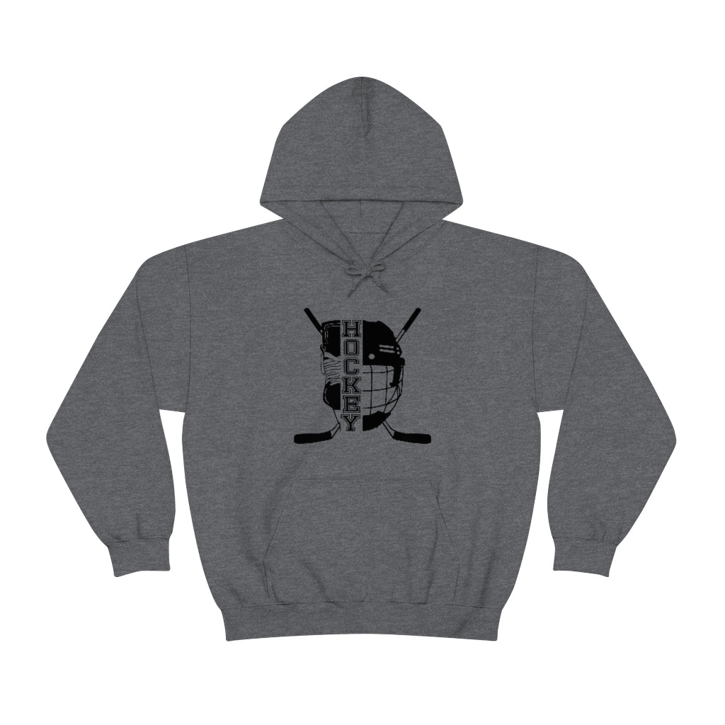 Hockey Player Gifts: Ice Skates Stick & Helmet, Retro Vintage Unisex Heavy Blend Hooded Sweatshirt