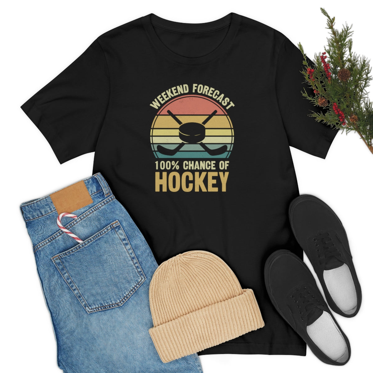 80's Retro Hockey Shirt | Vintage Eighties Hockey Gift For Men, Women & Kids Unisex Jersey Short Sleeve Tee, Hockey Mom, Hockey Dad