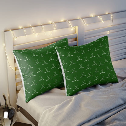 Hockey Lover Bedding - Pillow Sham Standard, Hockey Sticks, Boys Bedroom, Hockey Player Bedroom Decor Green and White