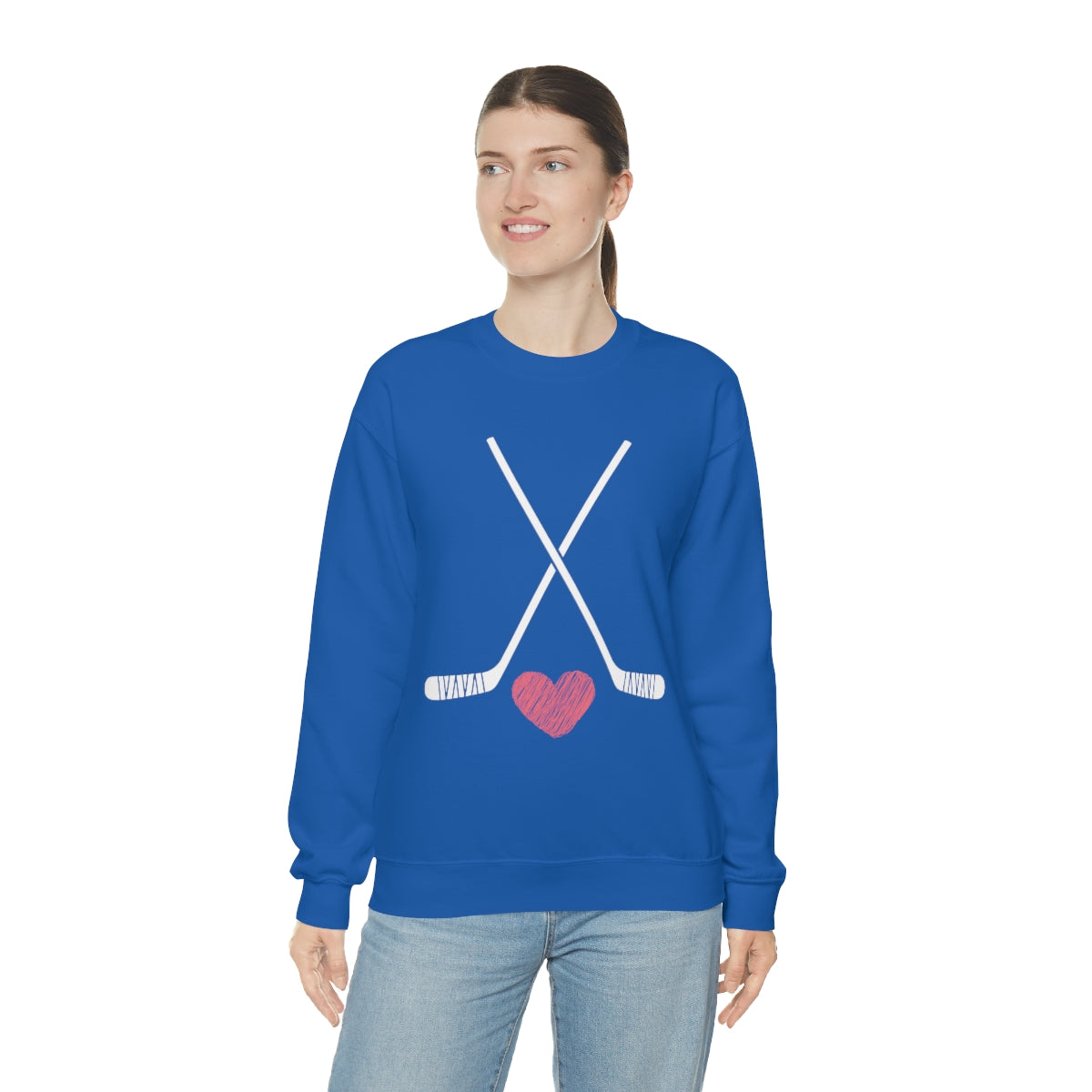 Hockey Stick Sweatshirt Heart Hockey Puck | Hockey Mom Shirt | Hockey Sweatshirt | Hockey Gifts | Sweaters for Women | Hockey Art