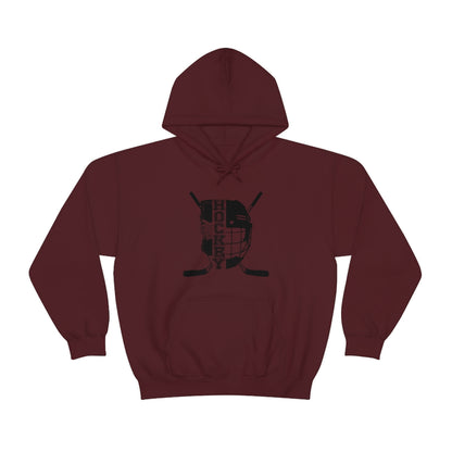 Hockey Player Gifts: Ice Skates Stick & Helmet, Retro Vintage Unisex Heavy Blend Hooded Sweatshirt