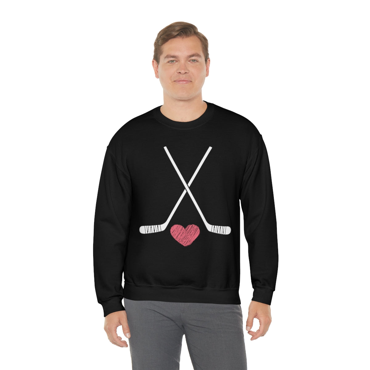 Hockey Stick Sweatshirt Heart Hockey Puck | Hockey Mom Shirt | Hockey Sweatshirt | Hockey Gifts | Sweaters for Women | Hockey Art