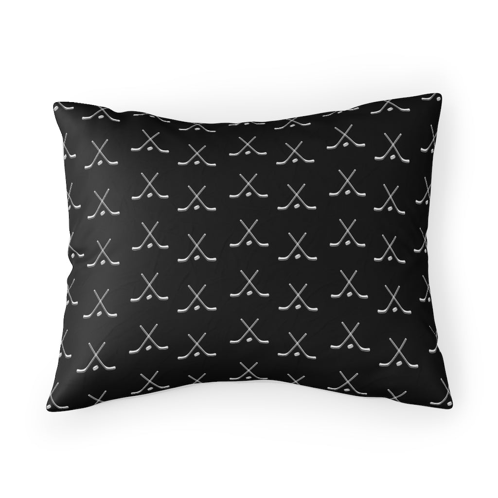 Hockey Lover Bedding - Pillow Sham Standard or King, Hockey Sticks, Boys Bedroom, Hockey Player Bedroom Decor Black and White