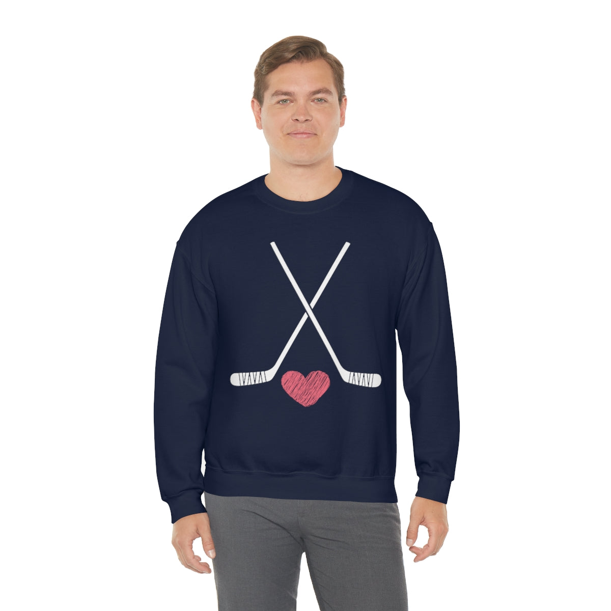 Hockey Stick Sweatshirt Heart Hockey Puck | Hockey Mom Shirt | Hockey Sweatshirt | Hockey Gifts | Sweaters for Women | Hockey Art