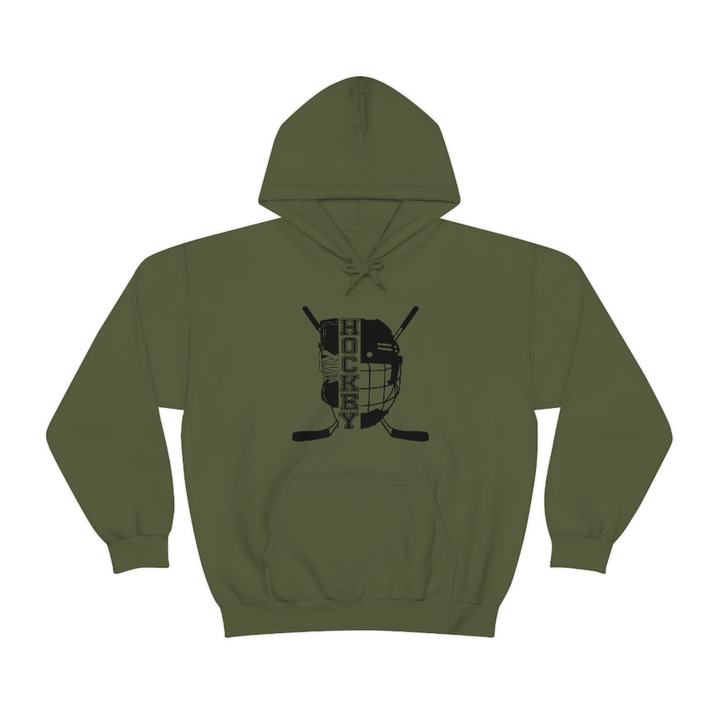 Hockey Player Gifts: Ice Skates Stick & Helmet, Retro Vintage Unisex Heavy Blend Hooded Sweatshirt