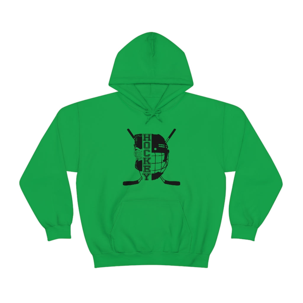 Hockey Player Gifts: Ice Skates Stick & Helmet, Retro Vintage Unisex Heavy Blend Hooded Sweatshirt