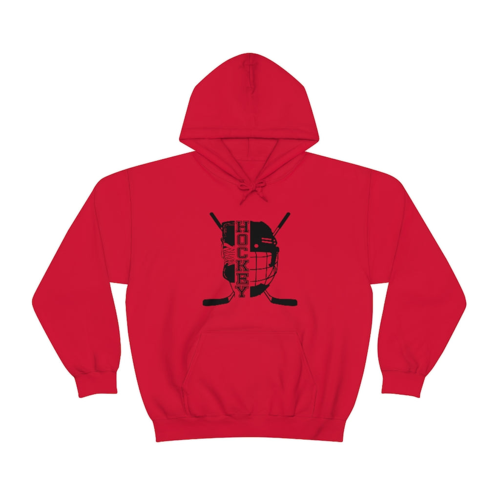 Hockey Player Gifts: Ice Skates Stick & Helmet, Retro Vintage Unisex Heavy Blend Hooded Sweatshirt