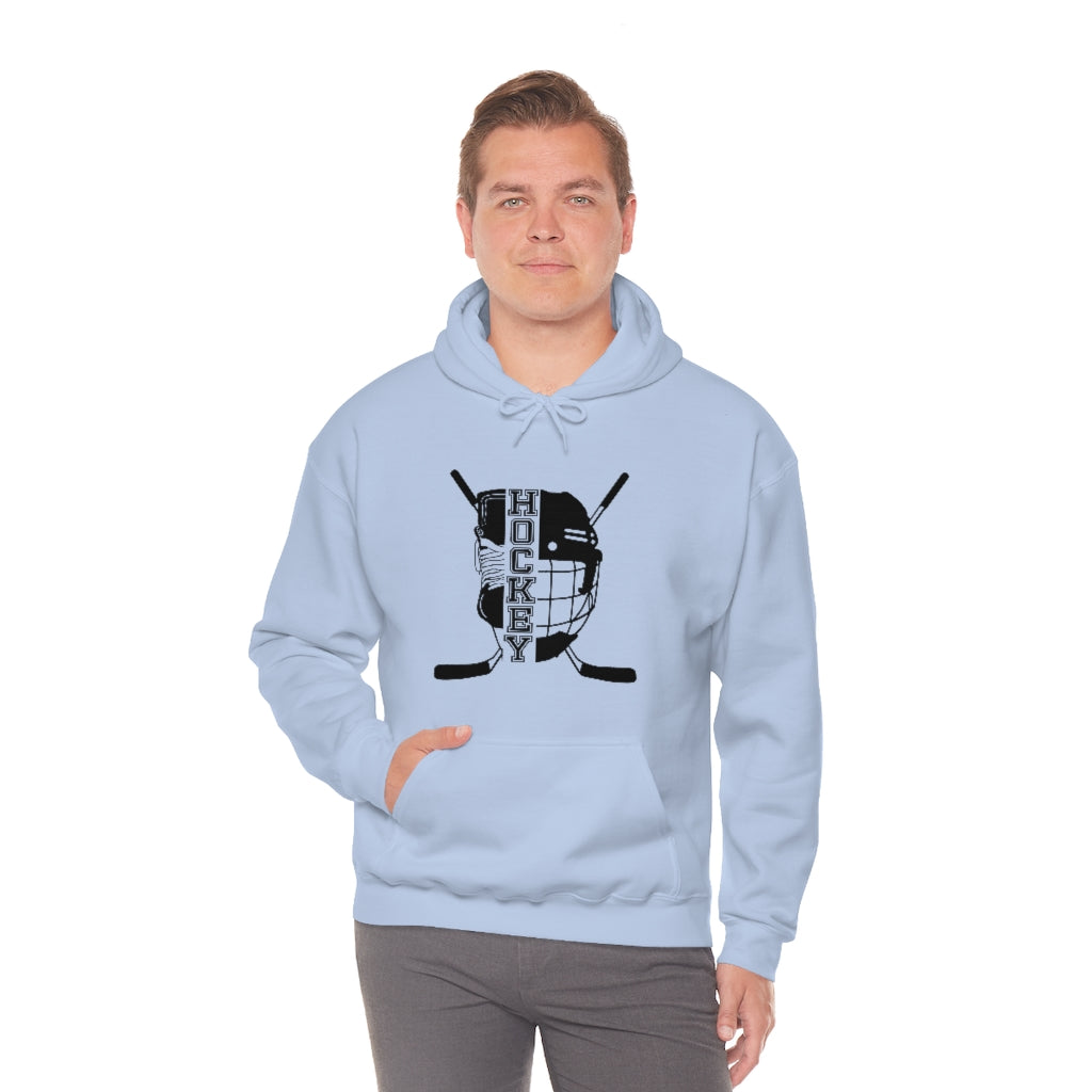 Hockey Player Gifts: Ice Skates Stick & Helmet, Retro Vintage Unisex Heavy Blend Hooded Sweatshirt