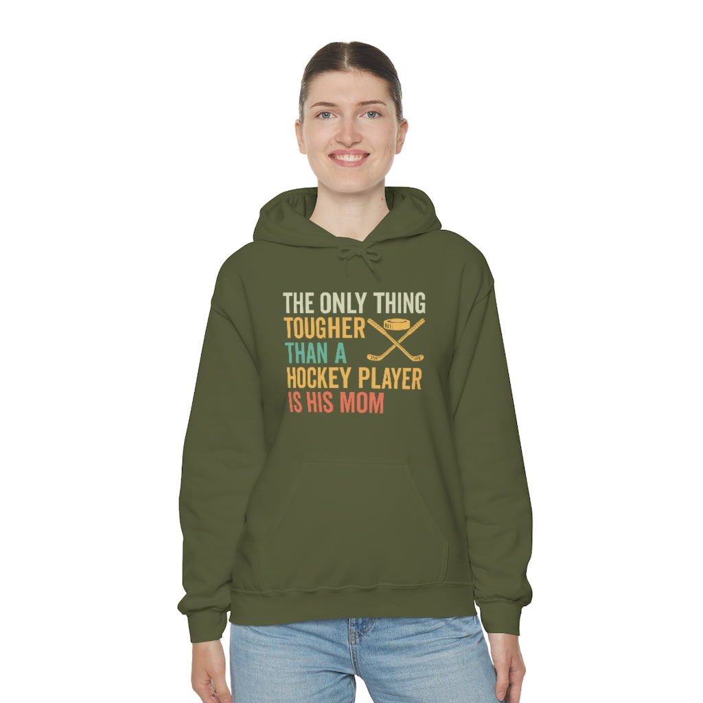 Hockey Mom Gifts: Only Thing Tougher Than a Hockey Player Retro Vintage Unisex Heavy Blend Hooded Sweatshirt