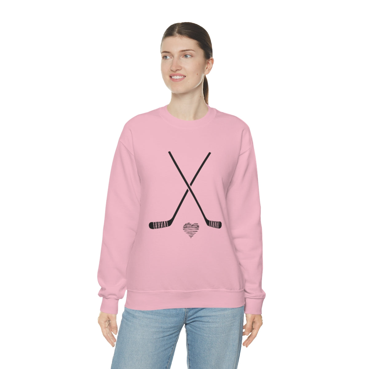 Hockey SweatShirt Heart Sticks | Hockey Mom Shirt | Hockey Sweatshirt | SweatShirt Women | Hockey Gifts | Sweaters for Women | Hockey Art