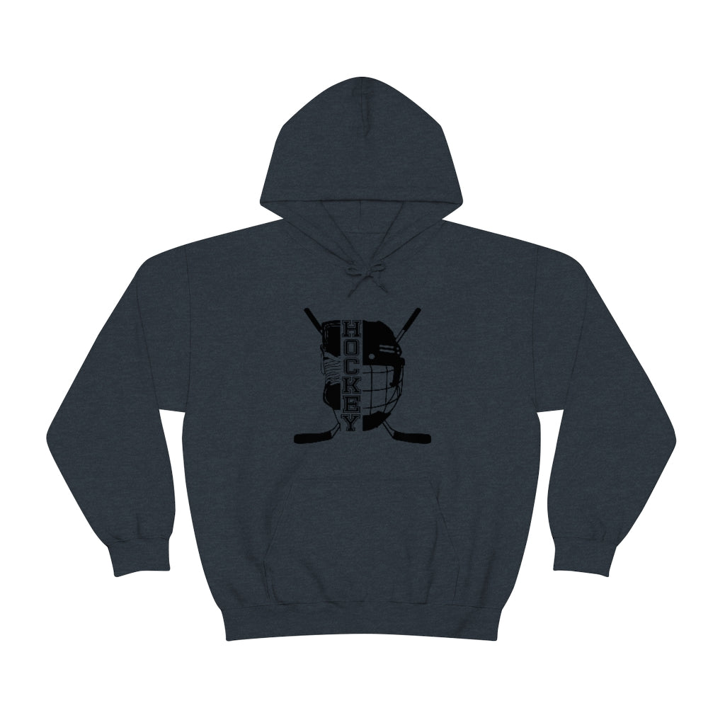 Hockey Player Gifts: Ice Skates Stick & Helmet, Retro Vintage Unisex Heavy Blend Hooded Sweatshirt